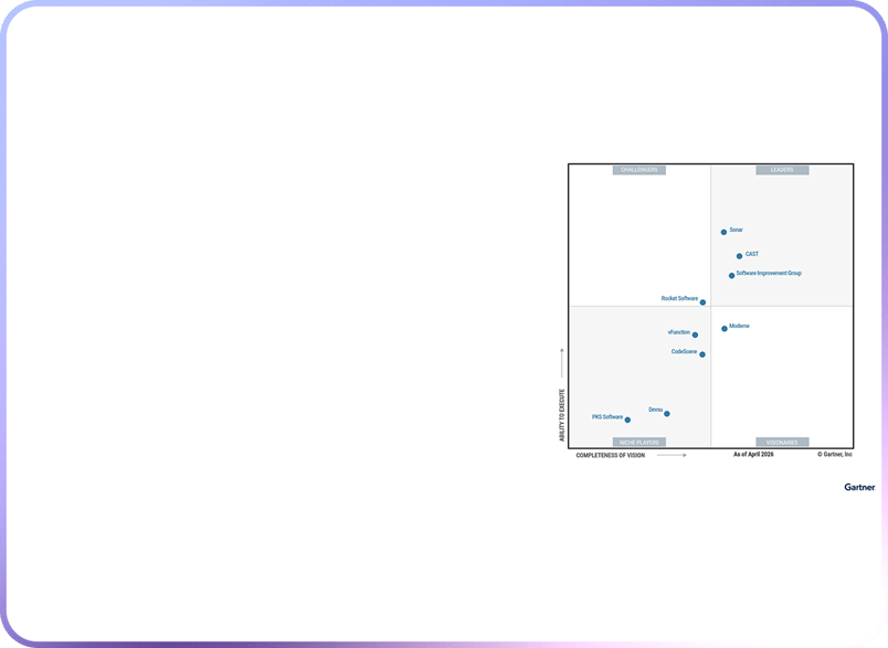 Gartner® Magic Quadrant for Technical Debt Management Tools Gartner® Magic Quadrant for Technical Debt Management Tools