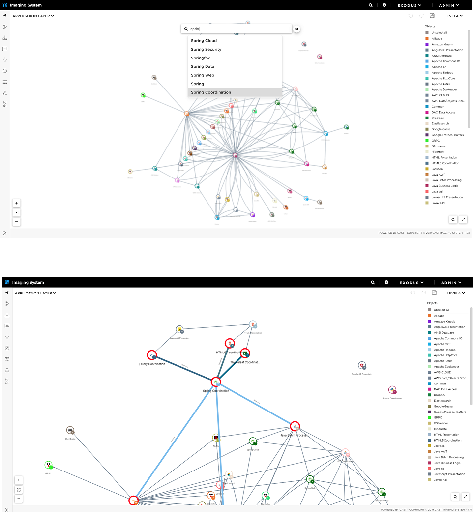 Application-Discovery-of-Spring-frameworks-CAST-Imaging Frameworks-search-and-interfaces
