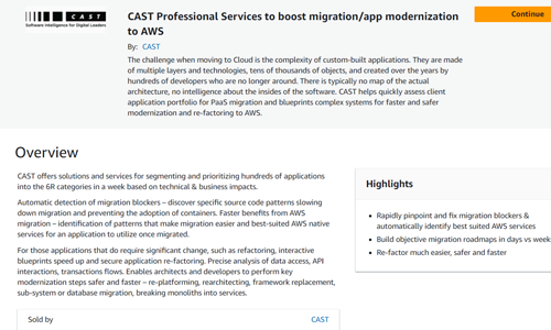 AWS Marketplace: CAST Professional Services